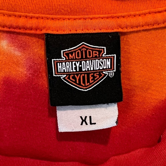 Vintage 90s HARLEY DAVIDSON tie dye hog clown OHIO men’s T-shirt | XL - Picture 5 of 9